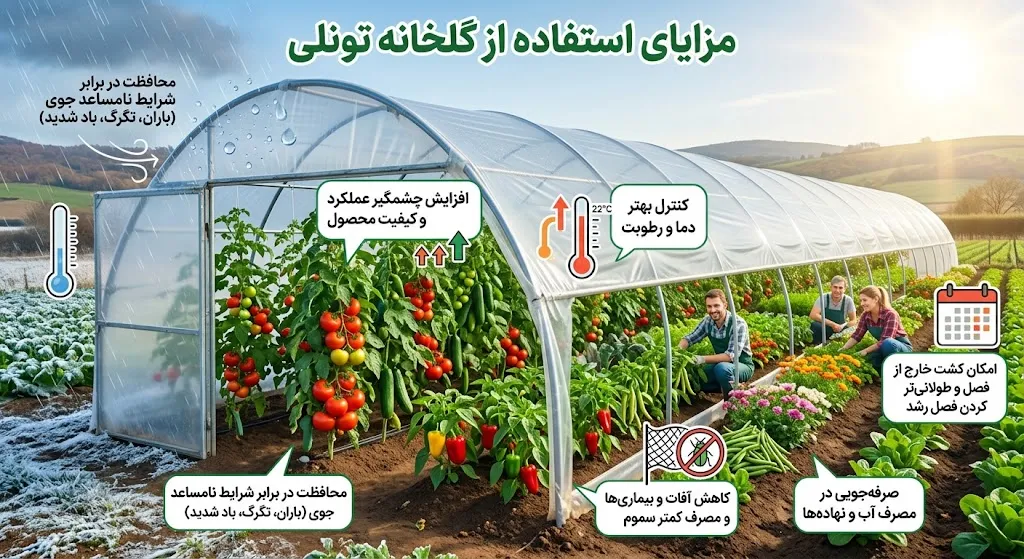 مزایای گلخانه تونلی