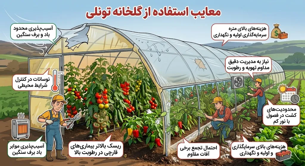 معایب گلخانه تونلی