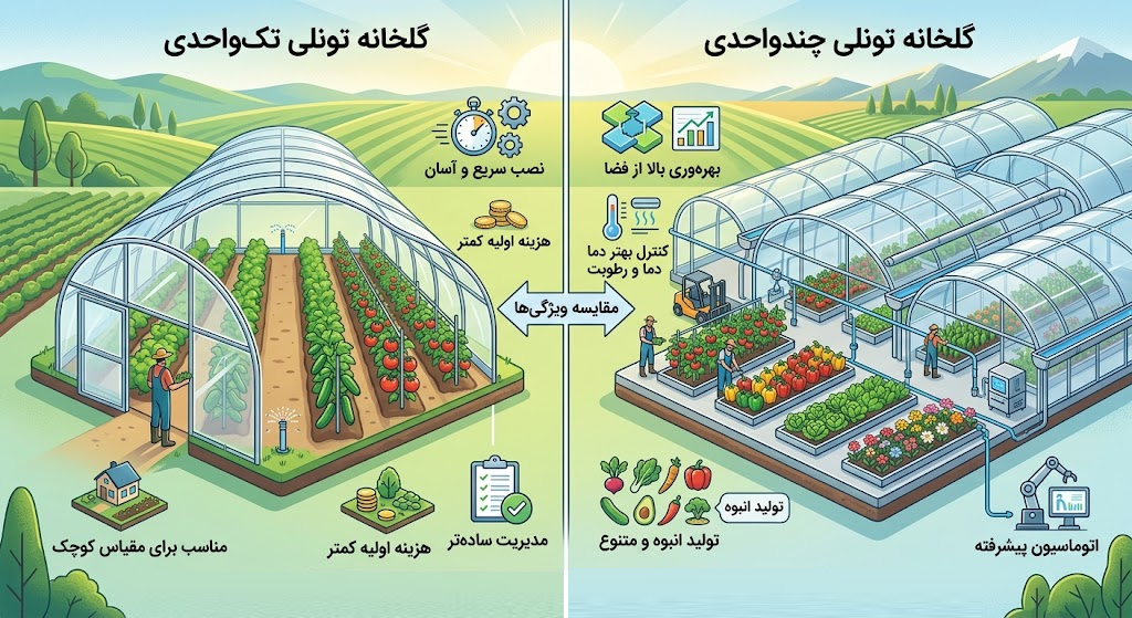 گلخانه تک واحدی و چند واحدی
